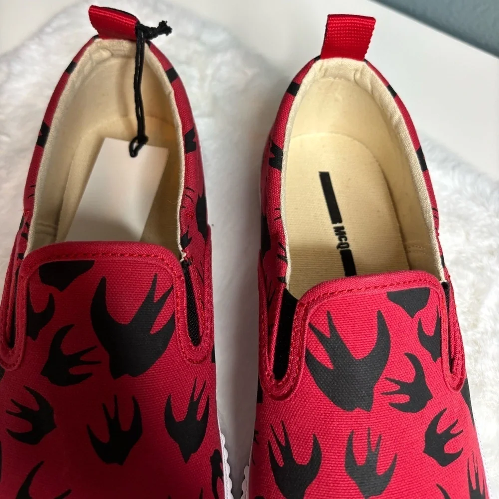 NIB MCQ by Alexander McQueen Unisex Swallow Slip-On Sneakers Red EU 41